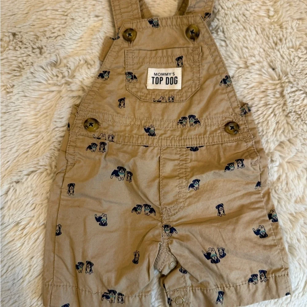 Carter's Beige Overalls with Dog Print